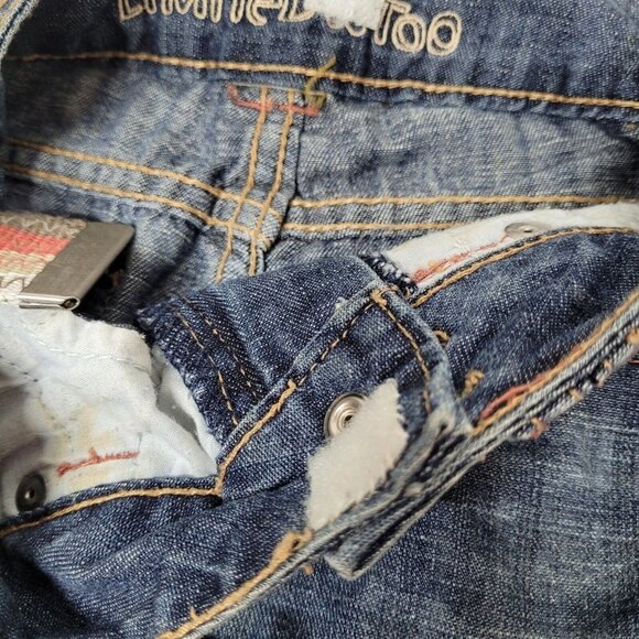 Handmade Upcycled Purse Blue Jeans 4 Compartments Canvas Belt Strap - Picture 7 of 7